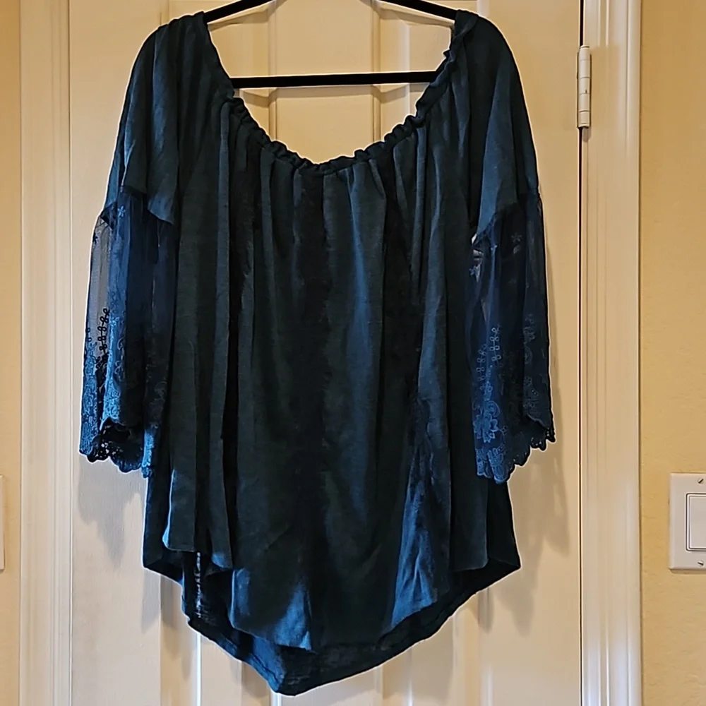 American Rag Teal blouse/Sweater Size 1x - Picture 2 of 11